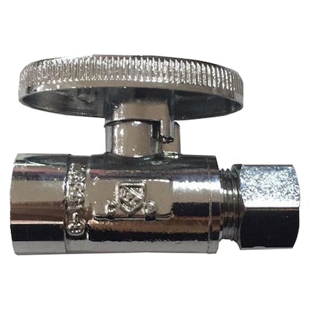 Jones Stephens 1/2" SWT x 3/8" OD Chrome Plated Quarter Turn Supply Stop, Straight S10332